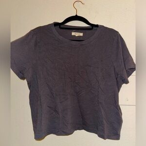 Madewell women’s dark grey cotton cropped short sleeve top S casual minimalist